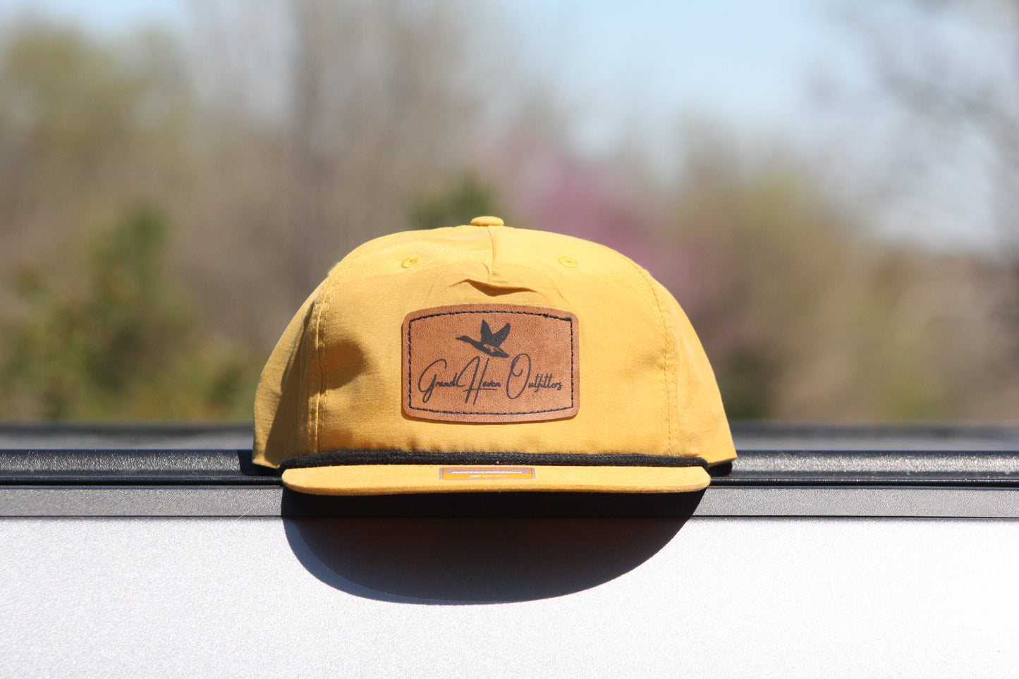 HAT - Mustard Square Leather Patch