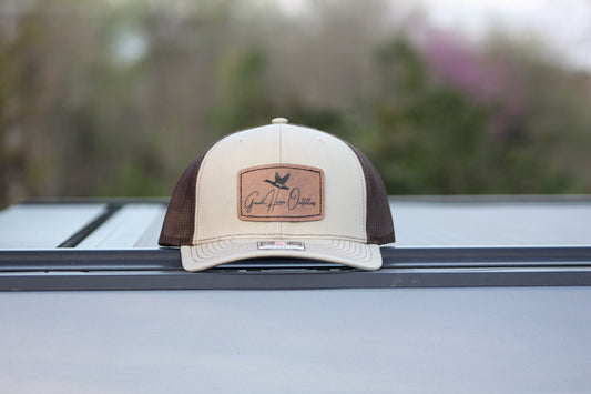 HAT - Khaki/Brown Square Leather Patch