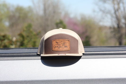 HAT - Brown/Khaki Square Leather Patch