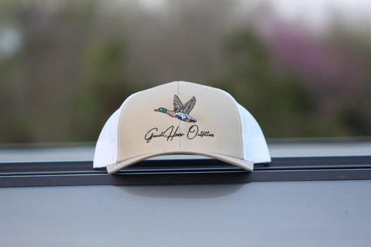 HAT - Khaki/White Embroidered