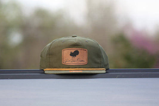 HAT - Green Leather Square Patch