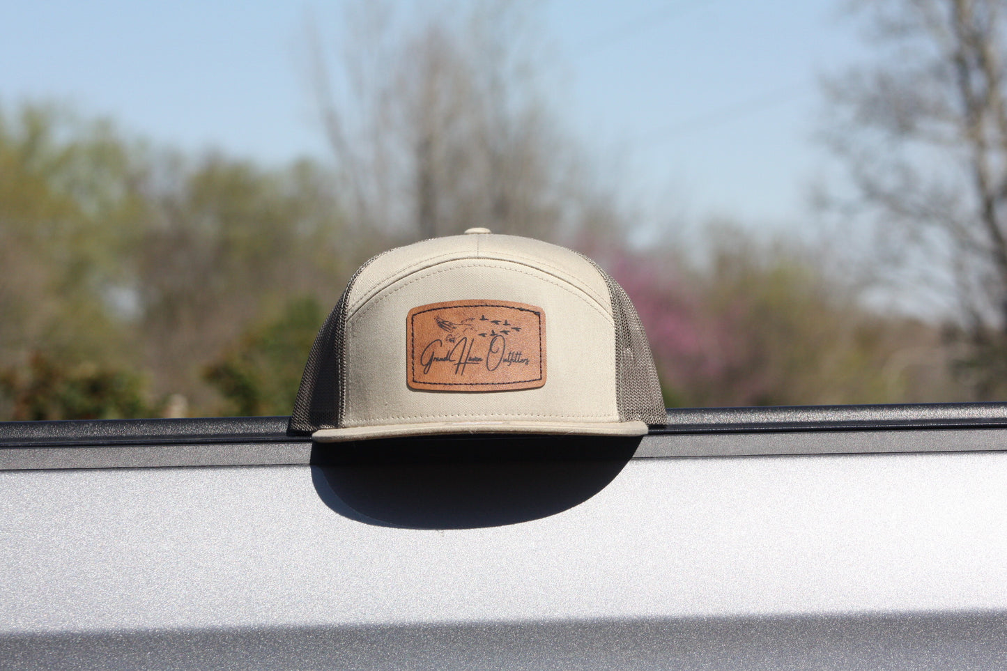 HAT - Khaki Square Leather Patch