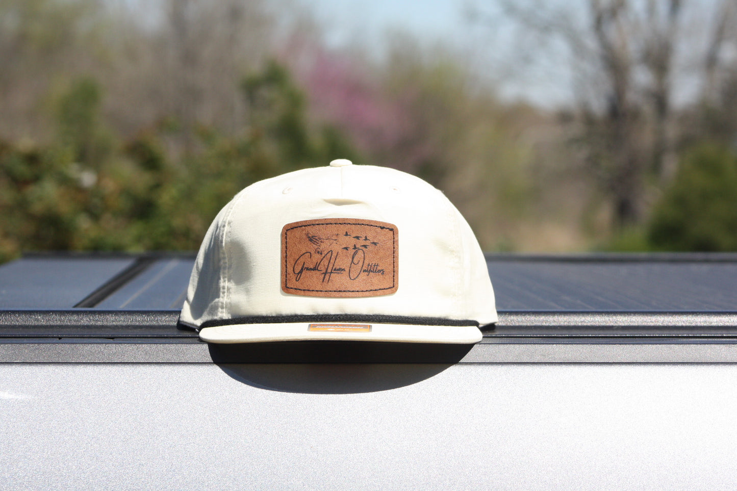 HAT - Cream Square Leather Patch