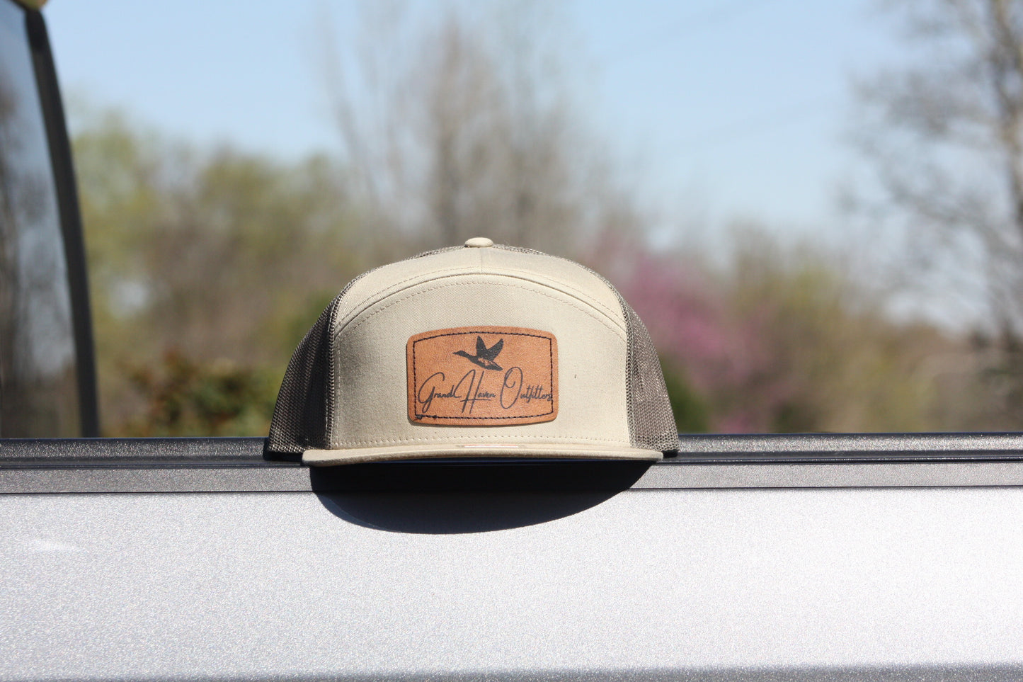 HAT - Khaki Square Leather Patch