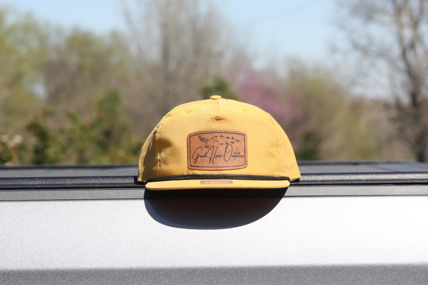 HAT - Mustard Square Leather Patch