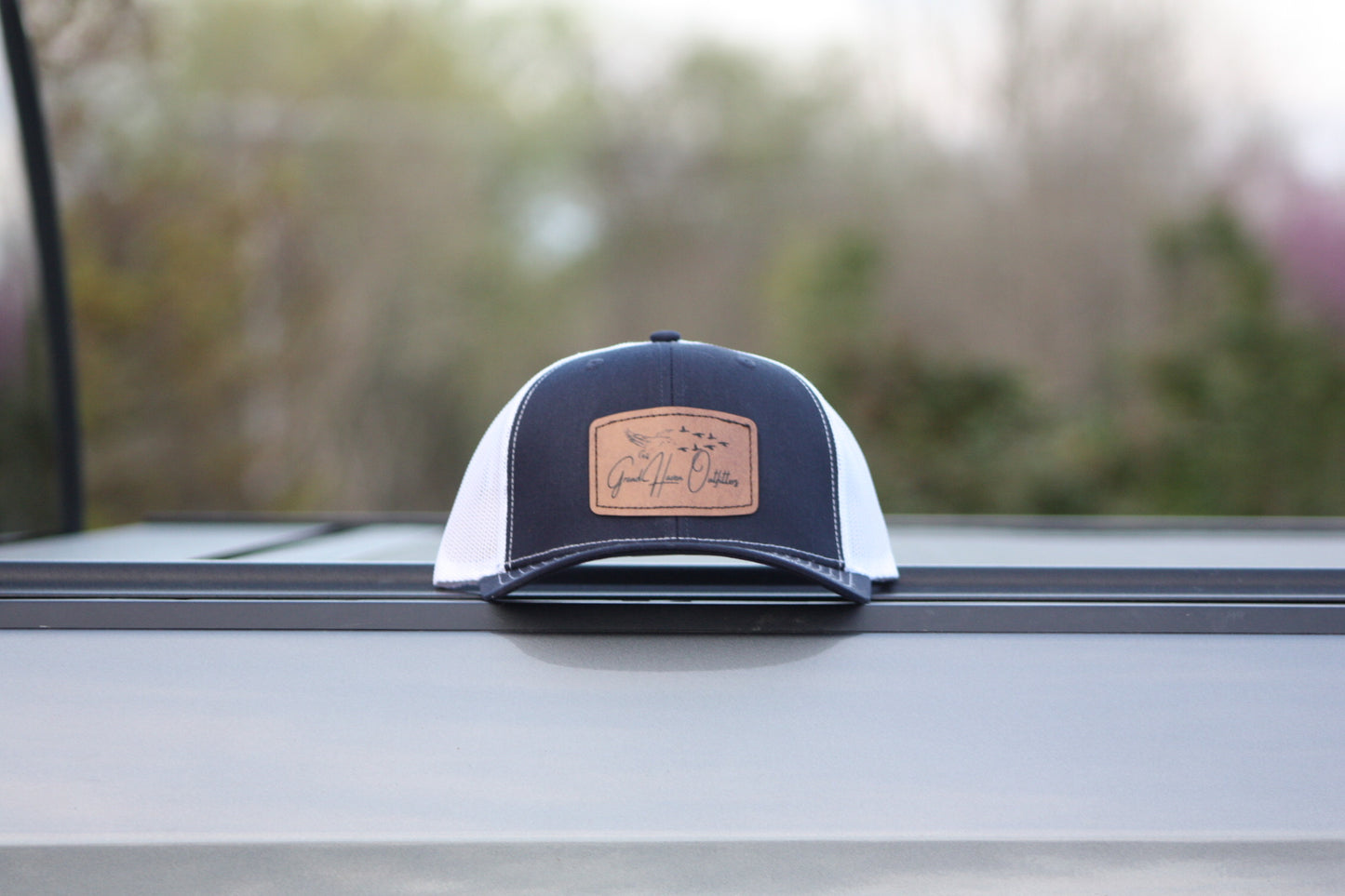 HAT - Navy Square Leather Patch