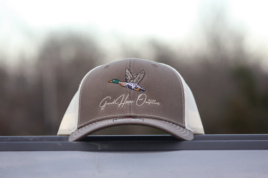 HAT - Brown/Cream Embroidered